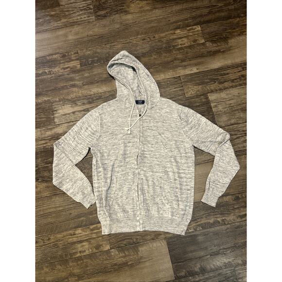 J Crew Factory Full Zip Hoodie Sweater Mens Medium Black White Cardigan - Picture 1 of 5